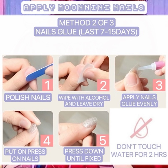 MOONNiNi 24pcs PRESS ON NAiLS - w/toolkit - Picture 6 of 7